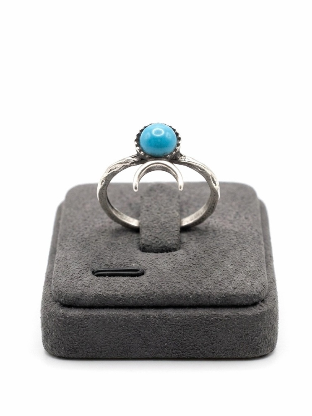 New Bohemian Silver Polished Turquoise Moon Half Moon Ring Woman’s